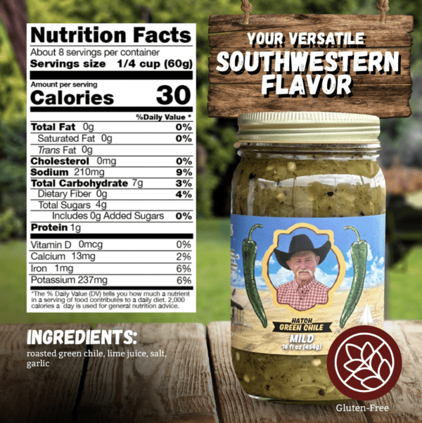 Hatch green chile salsa, gluten-free.